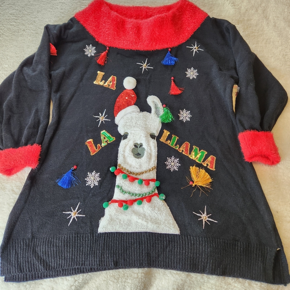 GORGEOUS Llama ugly Christmas  sweater XL NWT